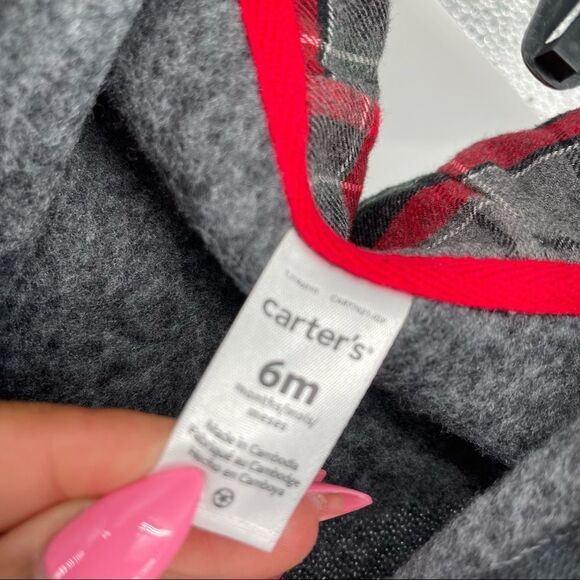 Carter’s Baby Boy Hooded Fleece Lined Marled Zip Front Coverall Jumpsuit Size 6M - Picture 15 of 16